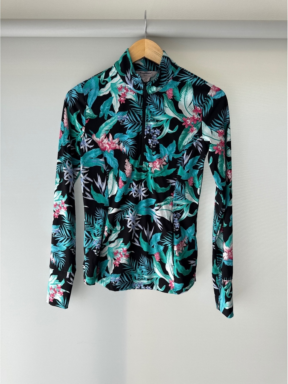Tommy Bahama Golf Women’s XS Tropical Floral Quarter Zip Pullover Black